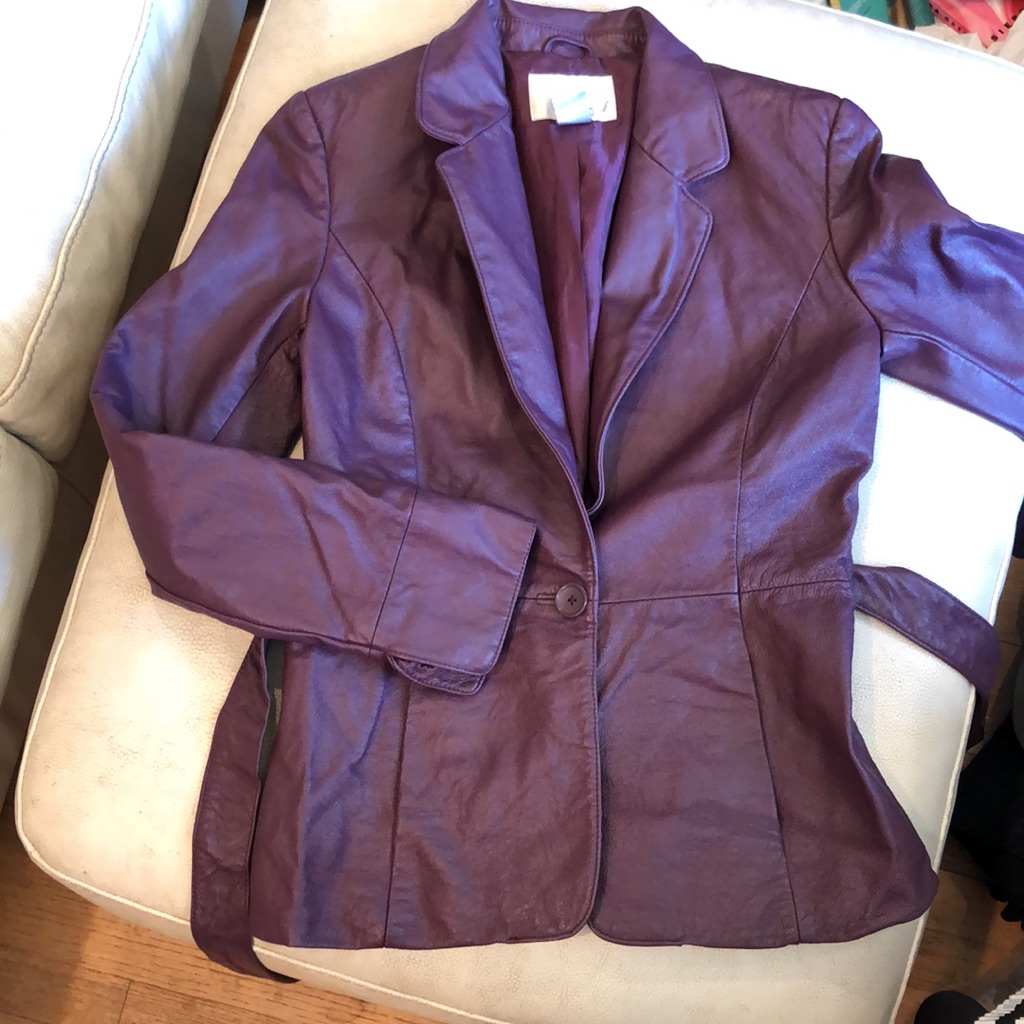 Spiegel Purple Leather Tie 3/4 Lined Coat